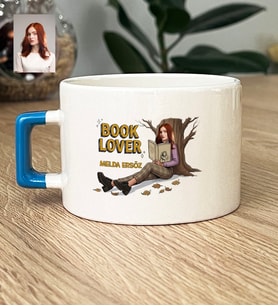 Kişiye Özel Karikatürlü Book Lover Lüks Fincan Doğum Günü Hediyesi