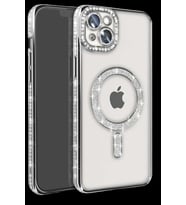 iPhone 15 Kılıf Joke Simli Magneticsafe Kılıf - Gümüş