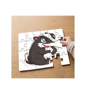 Sevimli Hayvan Rakun Tasarımlı 24 Parça Ahşap Çocuk Puzzle MPK0619
