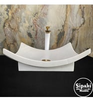 Afyon Beyaz Mermer Yaprak Model Ayaklı Lavabo