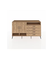 Kronos Konsol 5 Raflı 4 Çekmeceli 2 Kapaklı 176x59x99 Çam-Çam