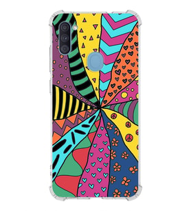 PrintiFy Samsung Galaxy A11 Uyumlu Retro Color 4 Baskılı Şeffaf Köşe Korumalı Antişok Kılıf