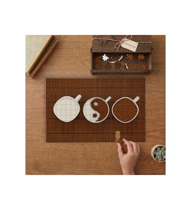 Kahve - Köpük - Kahve Fincanları Tasarımı 240 parça Ahşap Puzzle Ahşap Kutuda MP01729