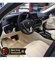 BMW Gran Turismo G32 Dikme Direksiyon Kılıfı Alcantara Süet Mat Karbon Kırmızı Yüzük ve Dikiş 2017-2023