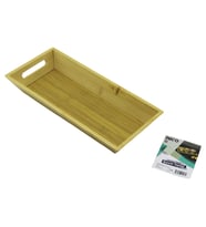DİKDÖRTGEN=16X35CM DERİN=4.5CM Ahşap Bambu Sunum Tepsisi Çift Oyma Kulplu