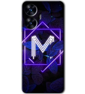 Realme C55 Kılıf HD Desen Baskılı Kılıf - Dark Neon Yaprak M Harfi