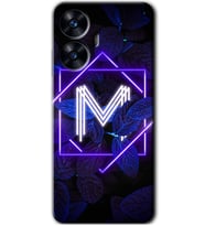 Realme C55 Kılıf HD Desen Baskılı Kılıf - Dark Neon Yaprak M Harfi