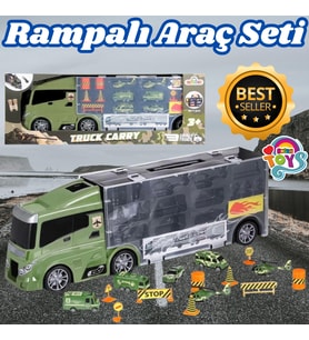 Rampalı Askeri Tır Seti - Askeri Taşıyıcı Tır - Kaydıraklı Kamyon - Araç Yol Seti - Tır Yol Seti - O