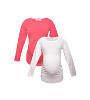 LuvmaBelly MYRA2305_2308 Hamile tshirt seti (Beyaz-Pembe)