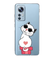 Xiaomi Mi 12 Uyumlu Kamera Korumalı Kapak Coolcat Tasarımlı Şeffaf Silikon Kılıf