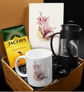 Özel Tasarım Kupa & Özel Tasarımlı Defter & French Press & 250 Gram Jacobs Selection Filtre Kahve Hediye Seti