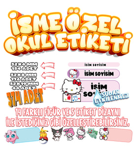 Okul Etiketi Kalem Defter Etiketi İsme Özel Etiket SET04