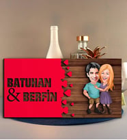 BK Gift Kişiye Özel Sevgililer Karikatürlü Kabartma Figürlü Ahşap Tablo, Duvar Dekoru,Sevgiliye Hediye,Ev Dekorasyonu,Sevgililer Günü Hediyesi-7