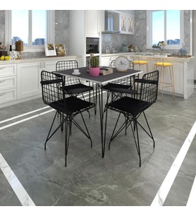 Knsz masa sandalye takımı hem75mazlum grisyh 080*080 klç 4 sandalye syhsyh kolçaklı