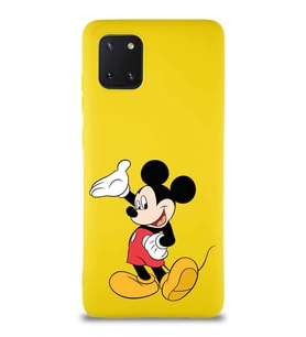 Samsung Galaxy A81 Soft Premier Kapak Mickey Mouse-C Tasarımlı Silikon Kılıf - Sarı (Şeffaf)