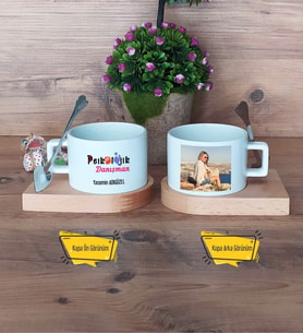 Psikolojik Danışman Kupa Bardak Ahşap Altlıklı Kısa Fotoğraflı Psikolojik Danışmana Hediye