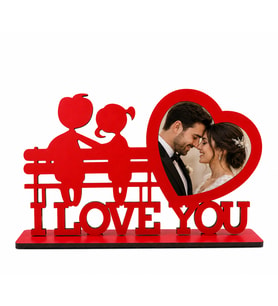 Kişiye Özel Fotoğraflı I Love You Masaüstü Çerçeve – Sevgiliye Romantik Kalp Hediye