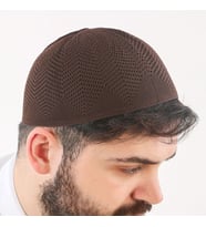 Nisa Örme Dantel Namaz Takkesi- Kahverengi