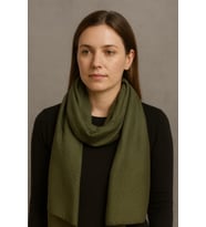 Zeytin Yeşili Jakar Desenli Şal - Parlak Dokulu Şık Şal