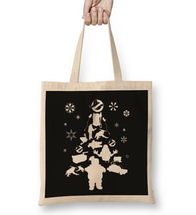 Ghostbusters Christmas Tree Silhouette Bez Çanta Uzun Saplı