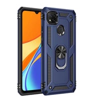 Xiaomi Redmi 9C Kılıf Metal Solid Yüzüklü Standlı Military Ring SRS (Lacivert)