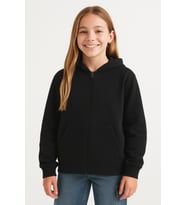 Kız Çocuk Basic Fermuarlı Kapüşonlu Okul Sweatshırt G2025-3-2 (Siyah)