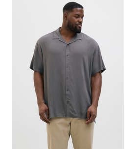 JACK JONES Erkek Büyük Beden Viskon Kısa Kollu Gömlek 12269094