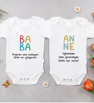 BK Kids Anne-Baba Tasarımlı 2'li Bebek Body Zıbın - 9, Anneler Günü Hediyesi, Babalar Günü Hediyesi, Yeni Doğan Hediyesi
