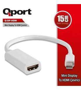 QPORT Q-DP-HDM 0.15metre mDP-HDMI Görüntü Adaptörü Beyaz 1080p