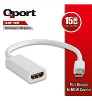 QPORT Q-DP-HDM 0.15metre mDP-HDMI Görüntü Adaptörü Beyaz 1080p