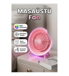 RGB Aydınlatmalı Masaüstü Fan – Renk Geçişli Gece Lambası