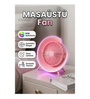 RGB Aydınlatmalı Masaüstü Fan – Renk Geçişli Gece Lambası