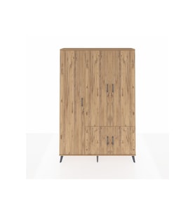 Arges Dolap 7 Raflı 5 Kapaklı Tek Askılı 132x30x195 Çam-Çam/Aytaşı