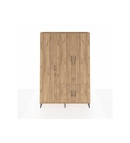 Arges Dolap 7 Raflı 5 Kapaklı Tek Askılı 132x30x195 Çam-Çam/Aytaşı