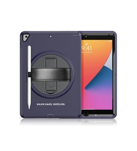 İpad 10.2 7.nesil Kılıf Hand Strap Tablet Kılıfı - Lacivert Diğer Diğer