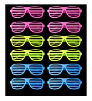 Retro Neon Fosforlu Panjur Gözlük 12 Adet – 80’ler 90’lar Parti Stili (4915)