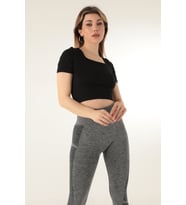DoReMi Seamless Kısa Kollu Crop (Siyah)