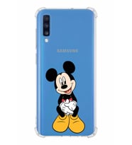 Samsung Galaxy A70  Köşe Korumalı Antişok Kapak Mickey Mouse Tasarımlı Şeffaf  Kılıf