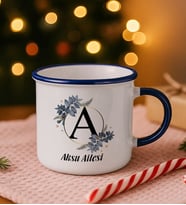 BK Gift Kişiye Özel İsimli Lacivert Emaye Kupa Bardak -8, Arkadaşa Hediye, Sevgiliye Hediye