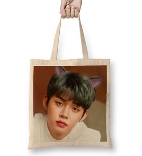 TXT Yeonjun Cat Dog Bez Çanta Uzun Saplı