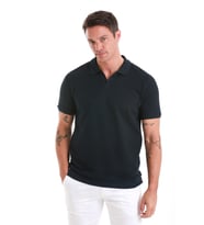 Hatemoğlu Lacivert Regular Fit Düz Polo Yaka Pamuklu Tişört