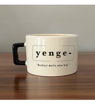 Yenge Baskılı Siyah Kulplu C Fincan