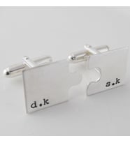 Kişiye Özel Baş Harfli Puzzle Model Özel Tasarım Erkek Gümüş Kol Düğmesi