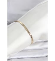 CM 14K Gold Renk Lazerli Yassı Zincir Model Kadın Bileklik 5886