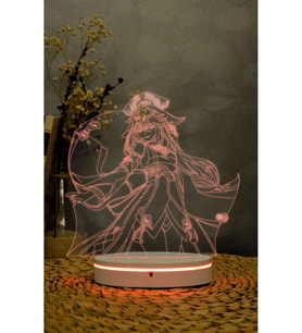 3D LED Gece Lambası, Renkli Anime Dekoratif Işık, Şık ve Modern Tasarım (Krem)