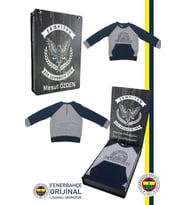 Fenerbahçe Orijinal Fb Logo Sarı-Lacivert Bebek Sweat Kişiye Özel Ahşap Kutulu (Gri)