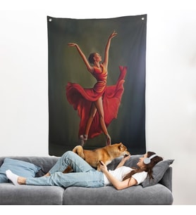 Kırmızı Kıyafetli Bale Yapan Kadın Duvar Örtüsü-7951