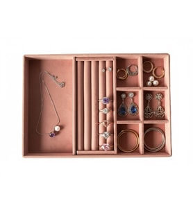 Lizbon Model Süet Kaplama Pembe Renk 24/34 Cm Takı Sergileme Standı