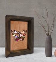 BK Gift Kelebek Tasarımlı Dekoratif Doğal Masif Ahşap Çerçeve 15x20cm-1 (Beyaz)