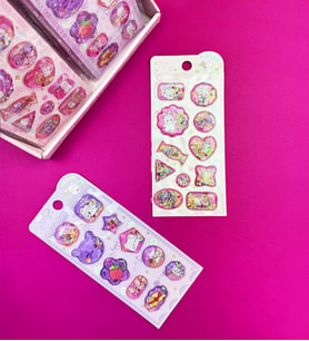 Sevimli Tavşan Kedi Sulu Kabartma Sticker 2'li